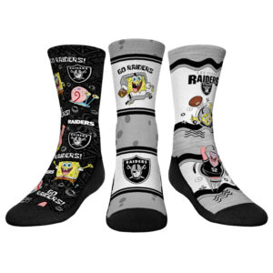 Youth Rock Em Socks Las Vegas Raiders NFL x Nickelodeon Spongebob Squarepants 3-Pack Crew Socks Set