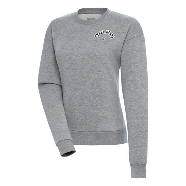 Women's Antigua Heather Gray Seattle Steelheads Victory Crewneck Pullover Sweatshirt