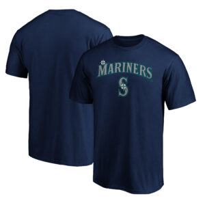 Men's Navy Seattle Mariners Team Lock Up Wordmark T-Shirt