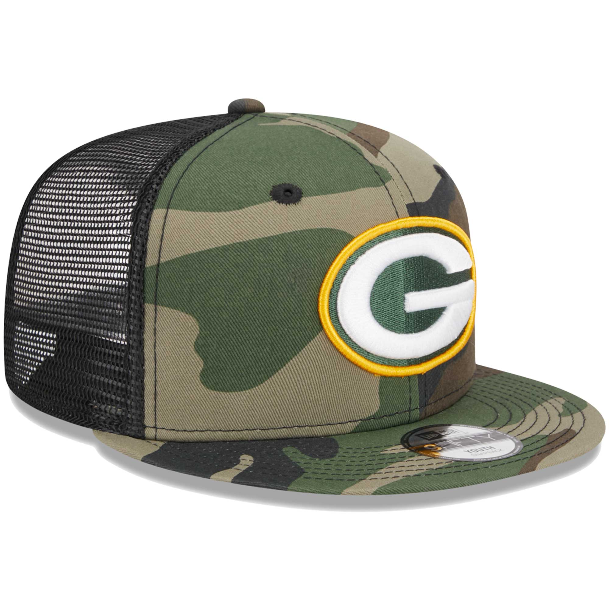 Youth New Era Camo Green Bay Packers Main Trucker 9FIFTY Snapback Hat - Image 9