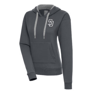 Women's Antigua  Charcoal San Diego Padres Brushed Metallic Victory Pullover Hoodie