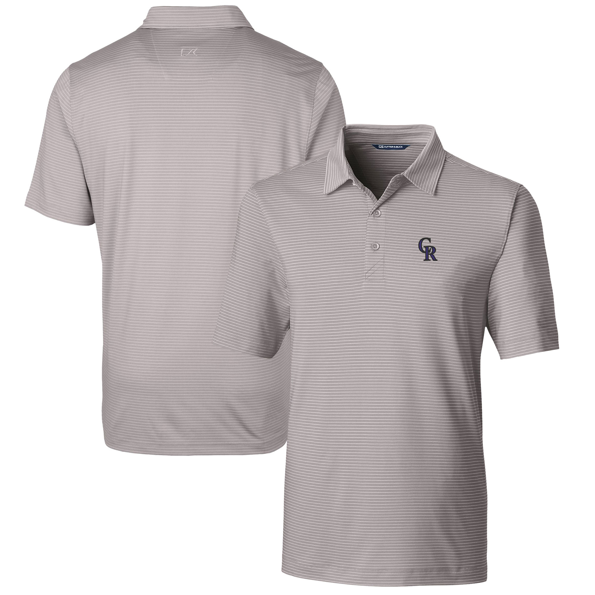 Men's Cutter & Buck Gray Colorado Rockies Forge Pencil Stripe Stretch Polo - Image 5