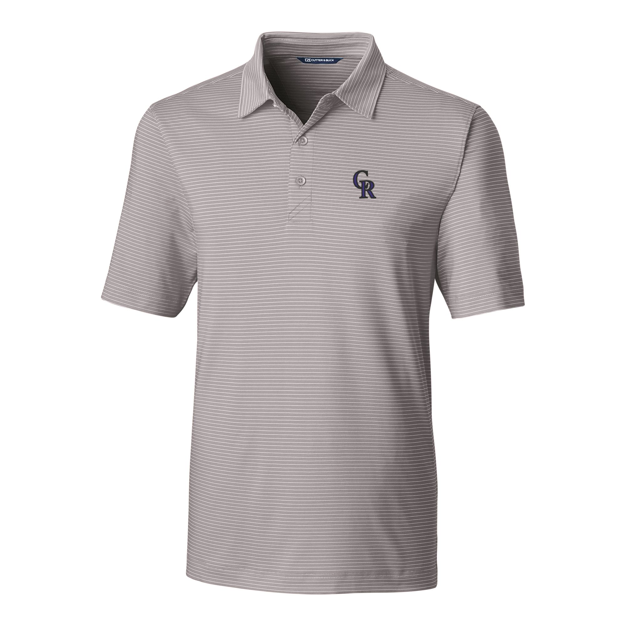 Men's Cutter & Buck Gray Colorado Rockies Forge Pencil Stripe Stretch Polo - Image 9