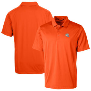 Men's Cutter & Buck  Orange Miami Dolphins Helmet Prospect Textured Stretch Polo