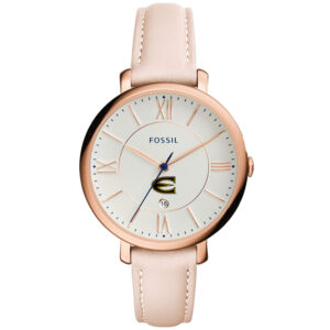 Women's Fossil  Pink Emporia State Hornets Jacqueline Date Blush Leather Watch