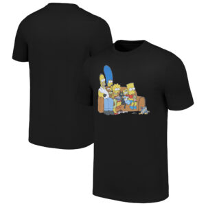 Unisex Black The Simpsons Family Couch T-Shirt
