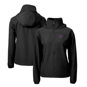 Women's Cutter & Buck  Black Holy Cross Crusaders Charter Eco Recycled Half-Zip Anorak Jacket