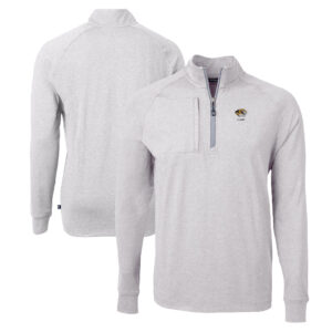 Men's Cutter & Buck  Heather Gray Missouri Tigers Alumni Logo Adapt Eco Knit Heathered Recycled Quarter-Zip Pullover Top