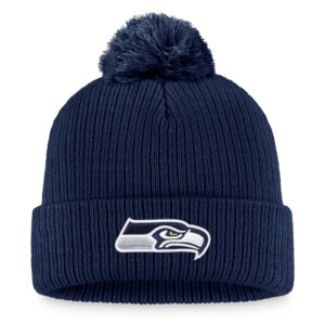 Women's Fanatics College Navy Seattle Seahawks Logo Cuffed Knit Hat with Pom
