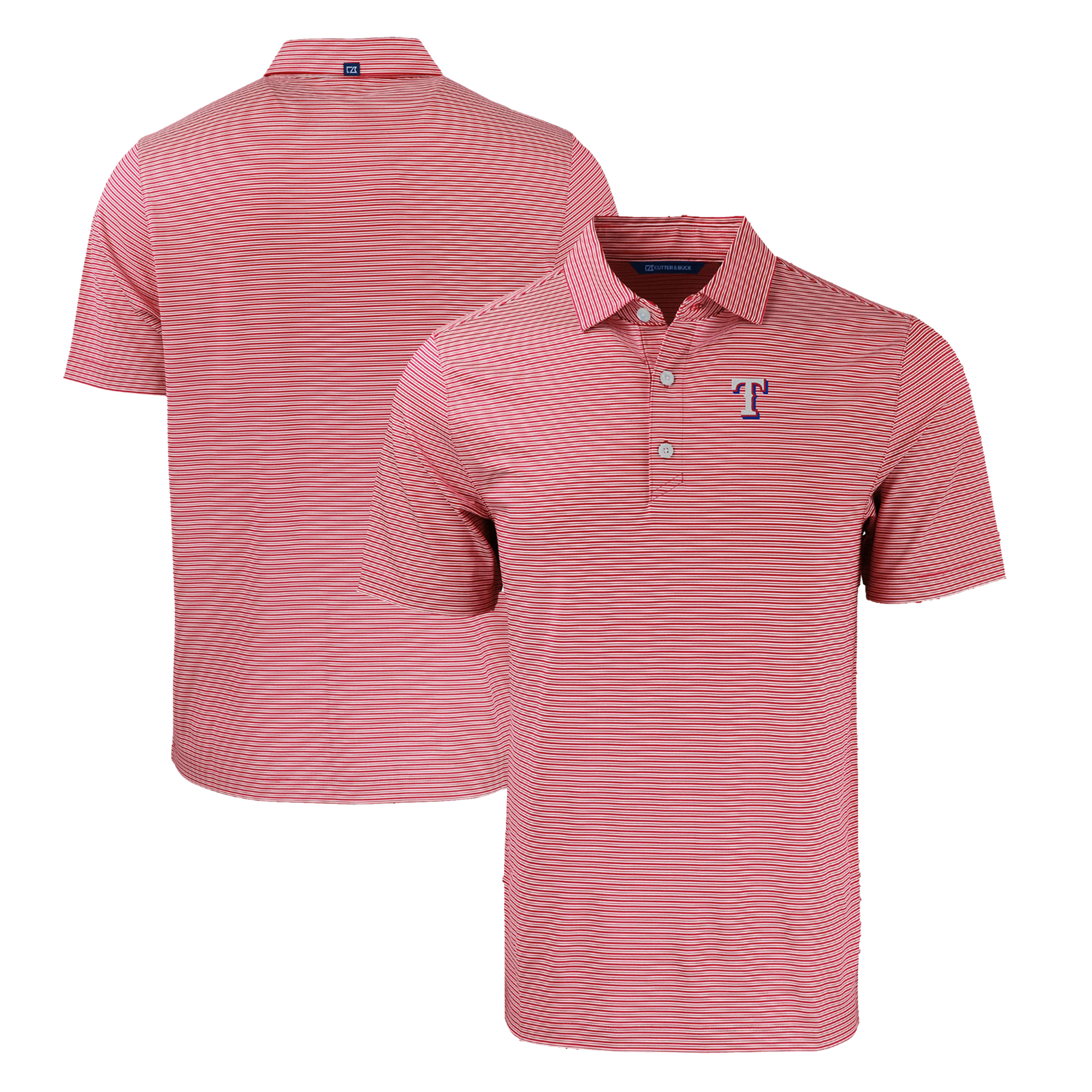 Men's Cutter & Buck Red/White Texas Rangers Big & Tall Forge Eco Double Stripe Stretch Recycled Polo - Image 2