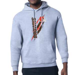 Unisex Starter Heather Gray Cleveland Browns Color Scratch Fleece Pullover Hoodie