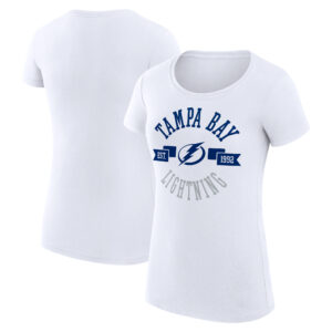 Women's G-III 4Her by Carl Banks White Tampa Bay Lightning City Graphic Sport Fitted Crewneck T-Shirt