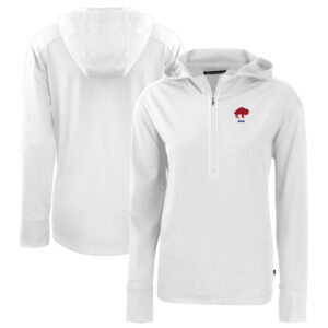 Women's Cutter & Buck  White Buffalo Bills Throwback Daybreak Eco Recycled Half-Zip Hoodie