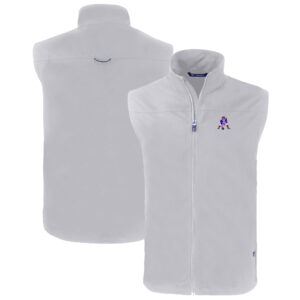 Men's Cutter & Buck  Gray New England Patriots Throwback Big & Tall Charter Eco Full-Zip Vest
