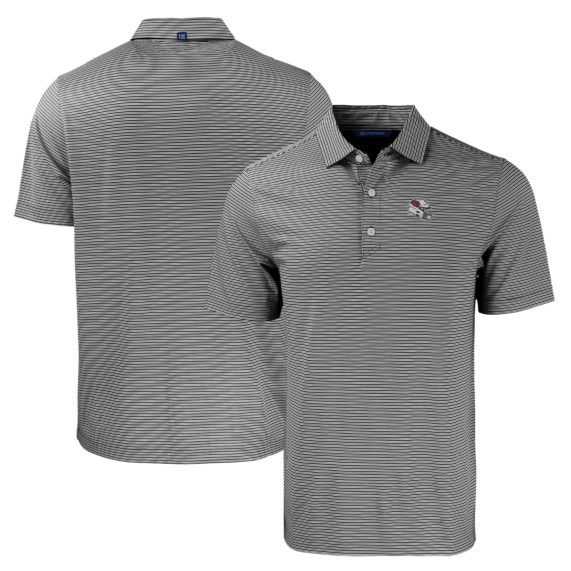 Men's Cutter & Buck Black/White Arizona Cardinals Helmet Forge Eco Double Stripe Stretch Recycled Polo