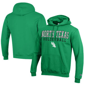 Men's Champion  Kelly Green North Texas Mean Green Stacked Logo Volleyball Eco Powerblend Pullover Hoodie