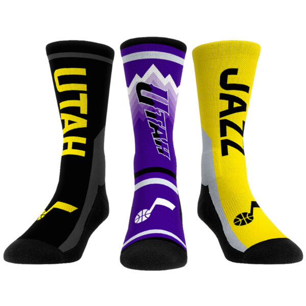 Unisex Rock Em Socks  Utah Jazz 2023/24 City Edition Ultimate Jersey Three-Pack Crew Socks Set