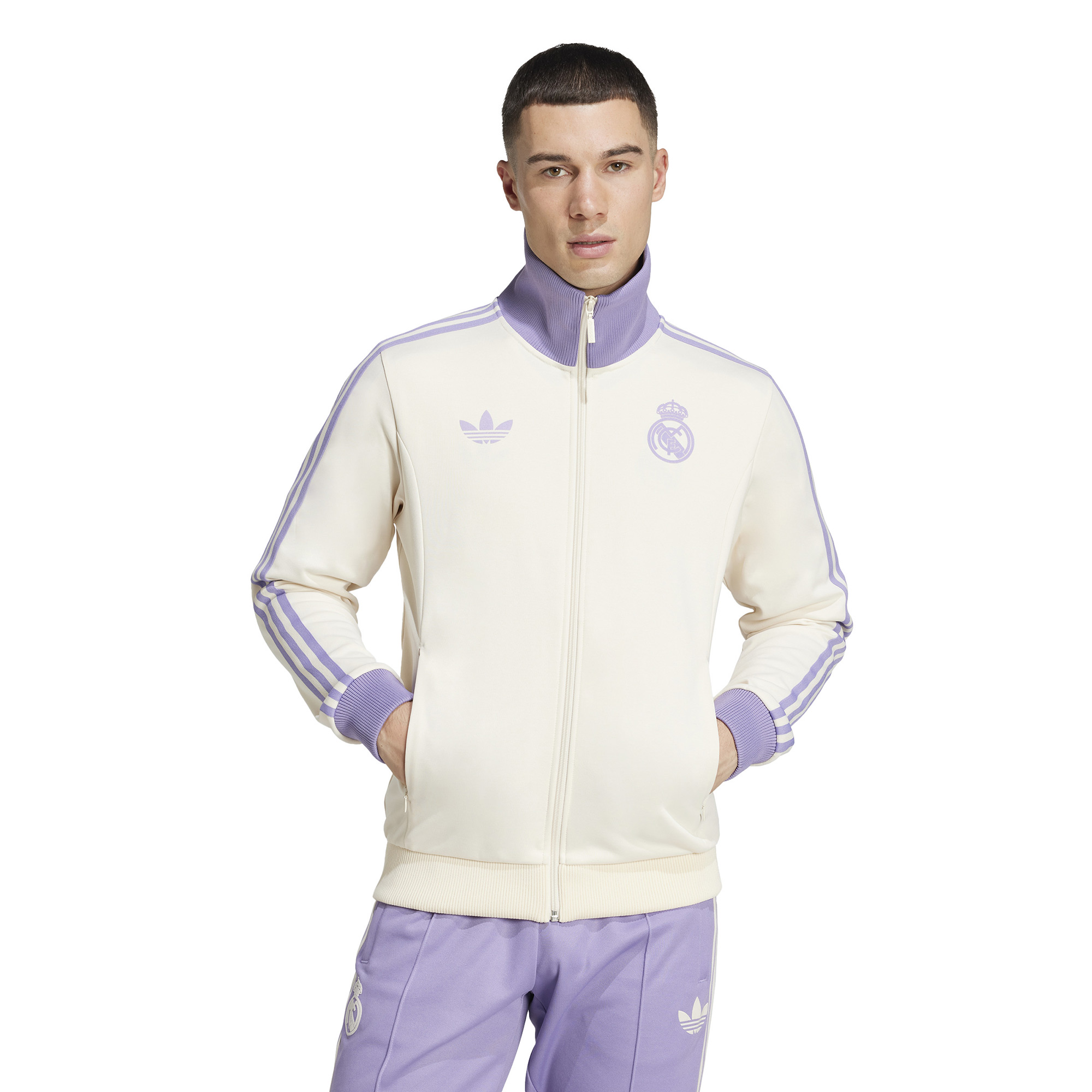 Men's adidas Originals White Real Madrid adicolor Full-Zip Track Jacket