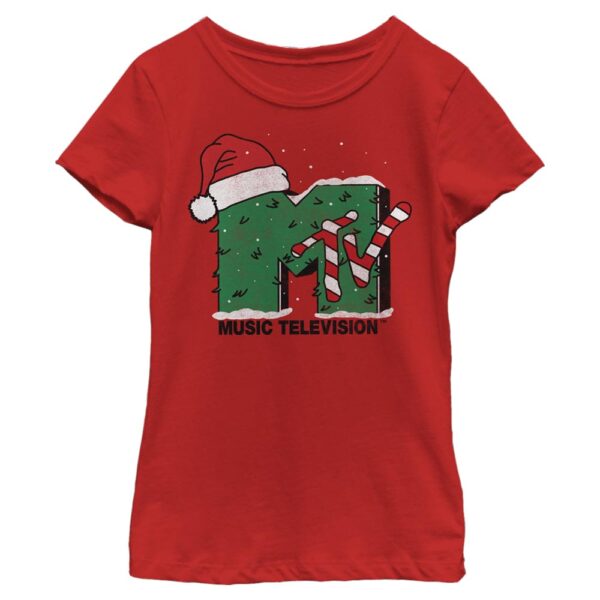 Girl's Youth Mad Engine  Red MTV Holiday Logo Graphic T-Shirt