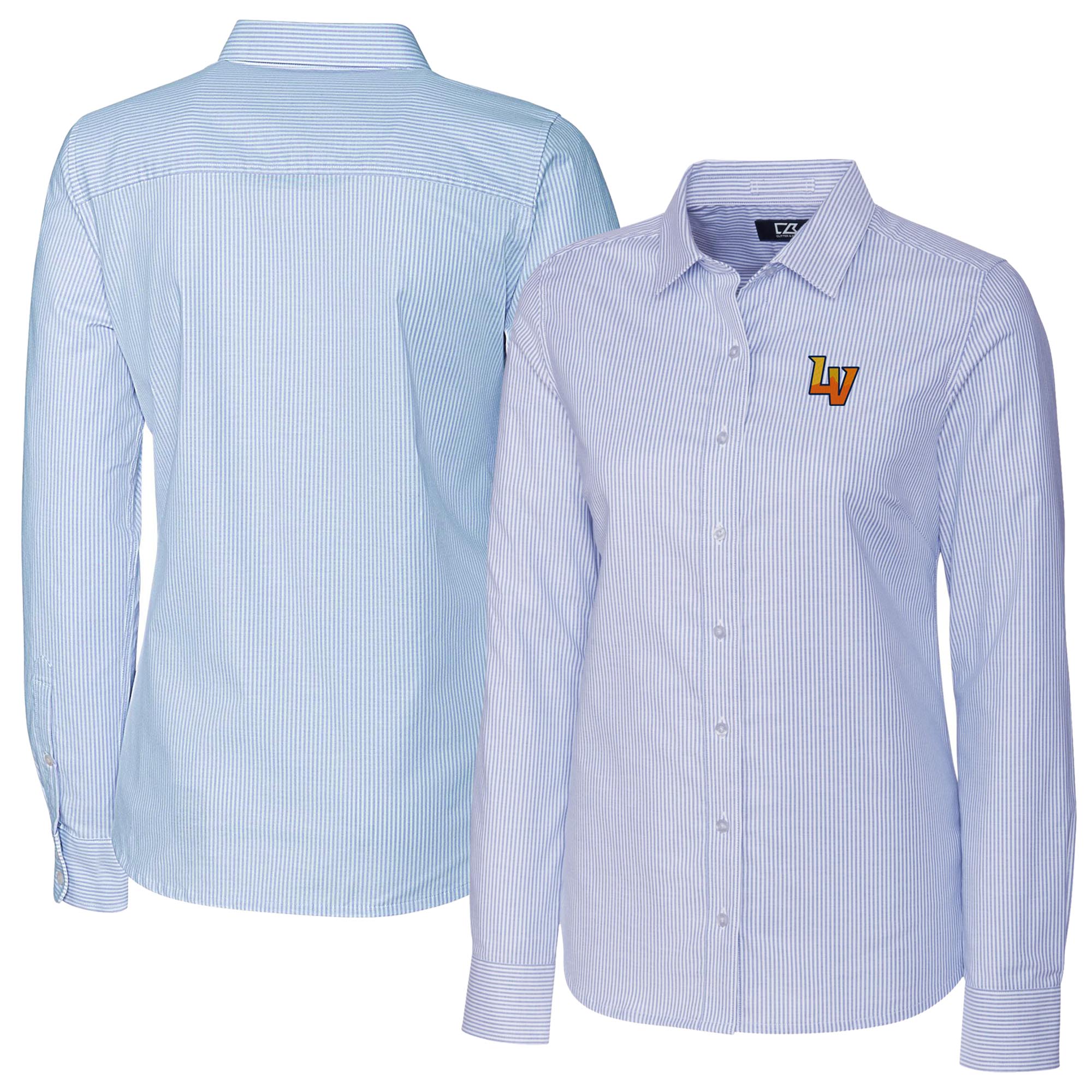 Women's Cutter & Buck Light Blue Las Vegas 51s Stretch Oxford Stripe Long Sleeve Button-Up Dress Shirt - Image 2