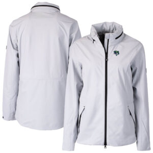 Women's Cutter & Buck  Gray Gwinnett Stripers WeatherTec Vapor Water Repellent Stretch Full-Zip Rain Jacket