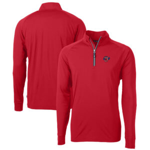 Men's Cutter & Buck  Red Jacksonville Jumbo Shrimp Adapt Eco Knit Stretch Recycled Quarter-Zip Pullover