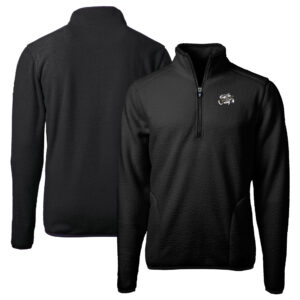Men's Cutter & Buck  Black Omaha Storm Chasers Cascade Eco Sherpa Fleece Quarter-Zip Jacket