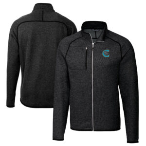 Men's Cutter & Buck Heather Charcoal Charlotte Knights Big & Tall Mainsail Sweater-Knit Full-Zip Jacket