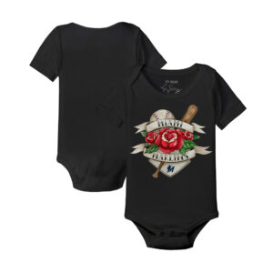 Infant Tiny Turnip Black Miami Marlins Tattoo Rose Bodysuit