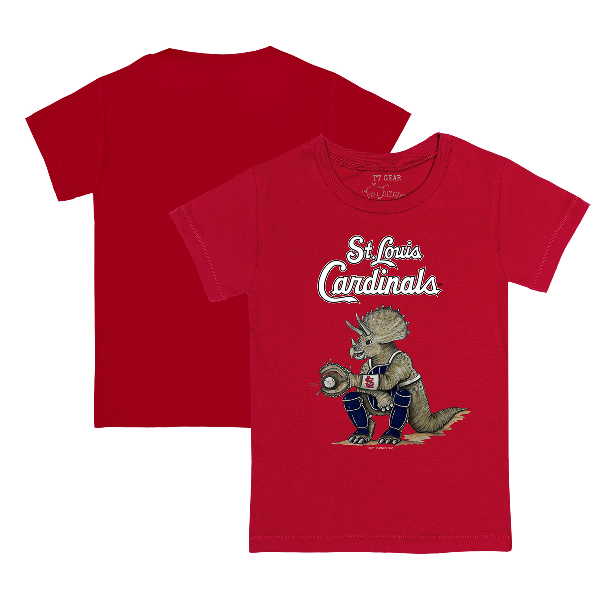 Infant Tiny Turnip Red St. Louis Cardinals Triceratops T-Shirt - Image 5