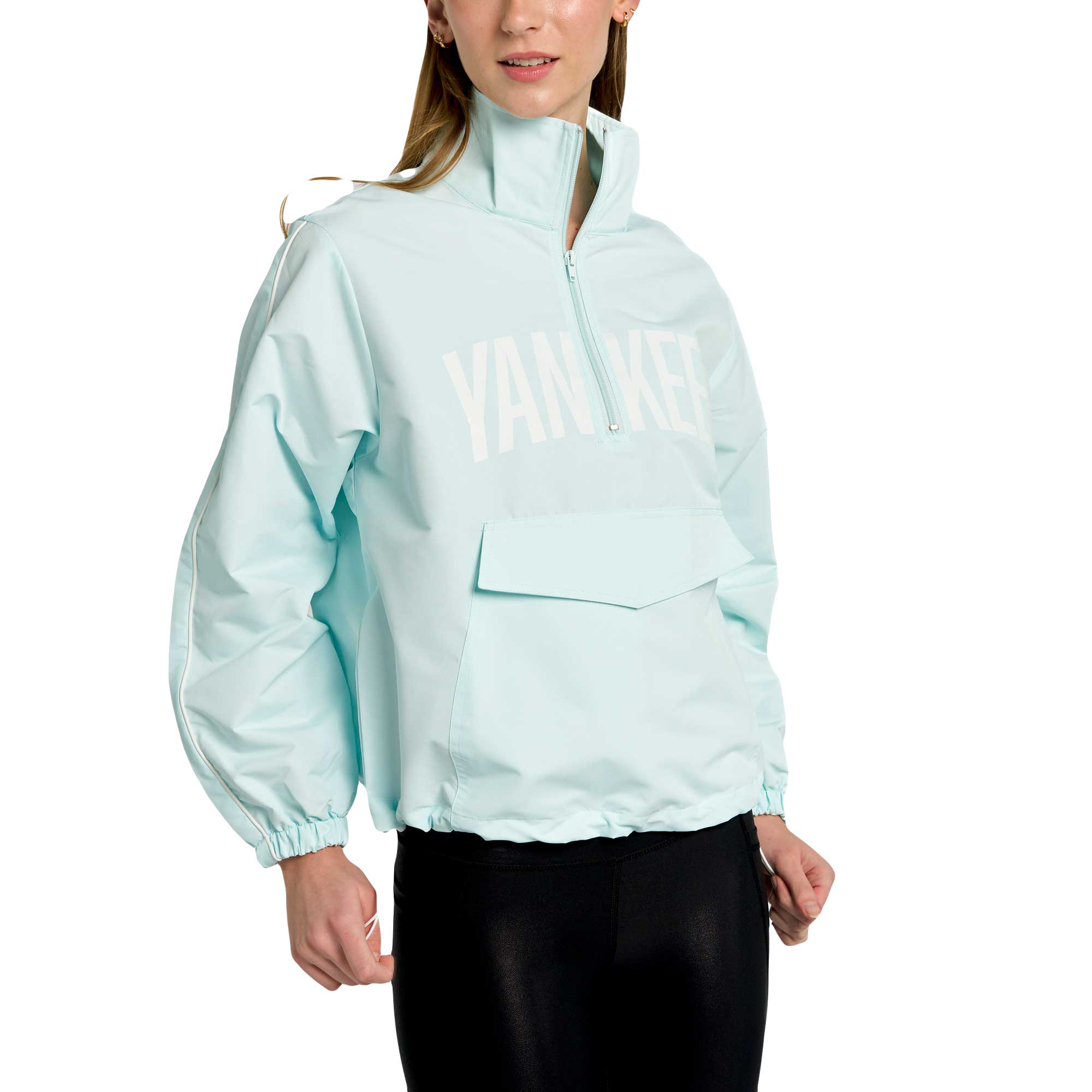 Women's Lusso Light Blue New York Yankees Parker Half-Zip Jacket - Image 8