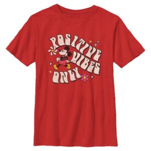 Youth Mad Engine Red Mickey & Friends Retro Positive Vibes Only Graphic T-Shirt