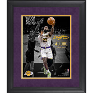 LeBron James Los Angeles Lakers Framed 11" X 14" 40,000 Career Points Spotlight Photograph with Facsimile Signature