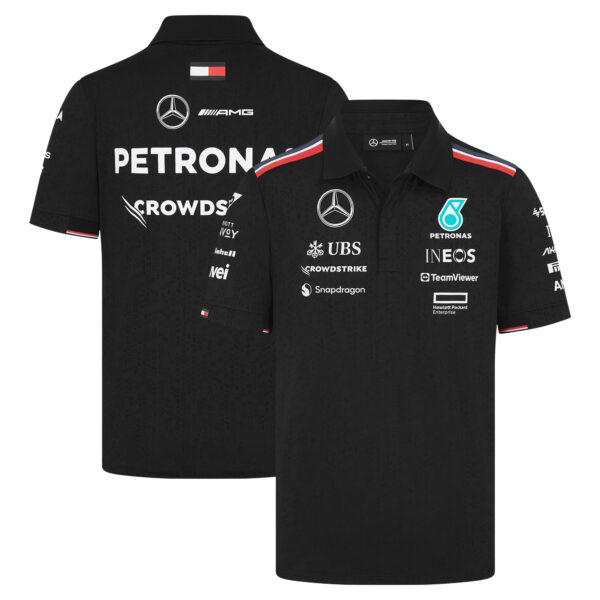 Men's Black Mercedes-AMG Petronas F1 Team 2024 Team Replica Polo