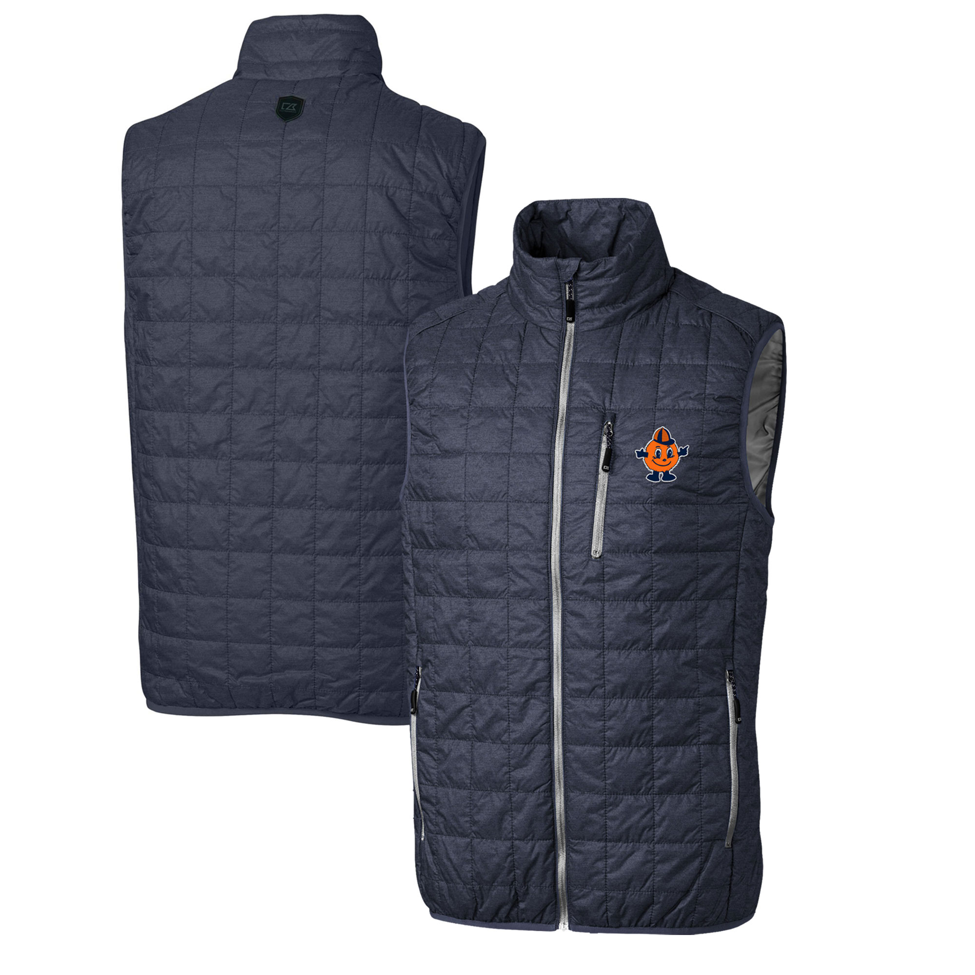 Men's Cutter & Buck Charcoal Syracuse Orange Rainier PrimaLoft Big & Tall Eco Insulated Full-Zip Puffer Vest - Image 8
