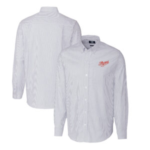 Men's Cutter & Buck Light Blue Dayton Flyers Stretch Oxford Stripe Big & Tall Long Sleeve Dress Shirt
