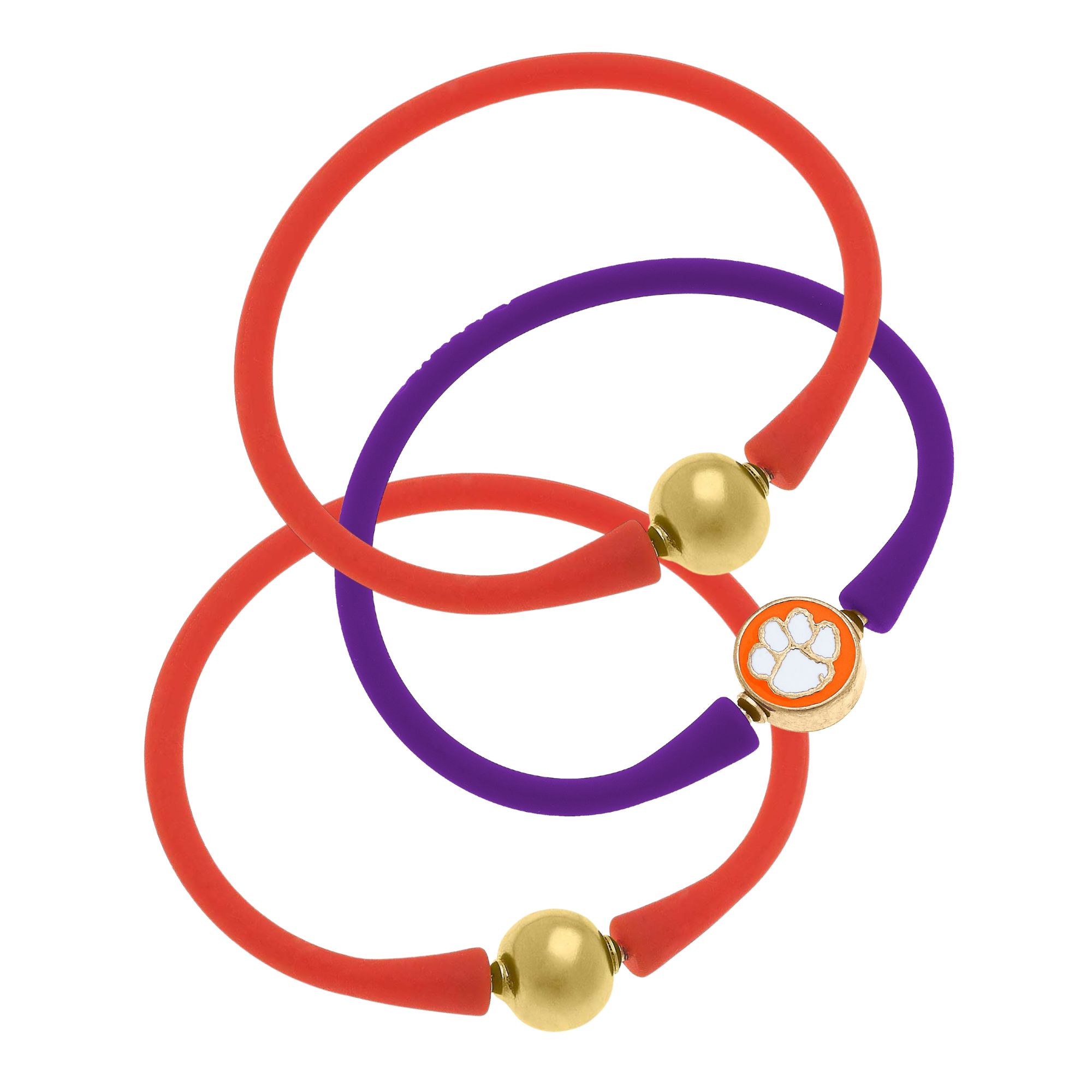 Women's Clemson Tigers Three-Pack Enamel Silicone Bali Bracelets