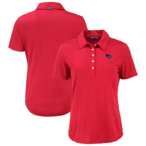 Women's Cutter & Buck Cardinal Tennessee Titans Americana Coastline Epic Comfort Eco Recycled Polo