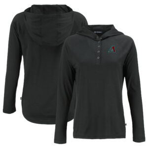 Women's Cutter & Buck Black Arizona Diamondbacks  Coastline Epic Comfort Eco Recycled Hoodie Raglan Long Sleeve T-Shirt
