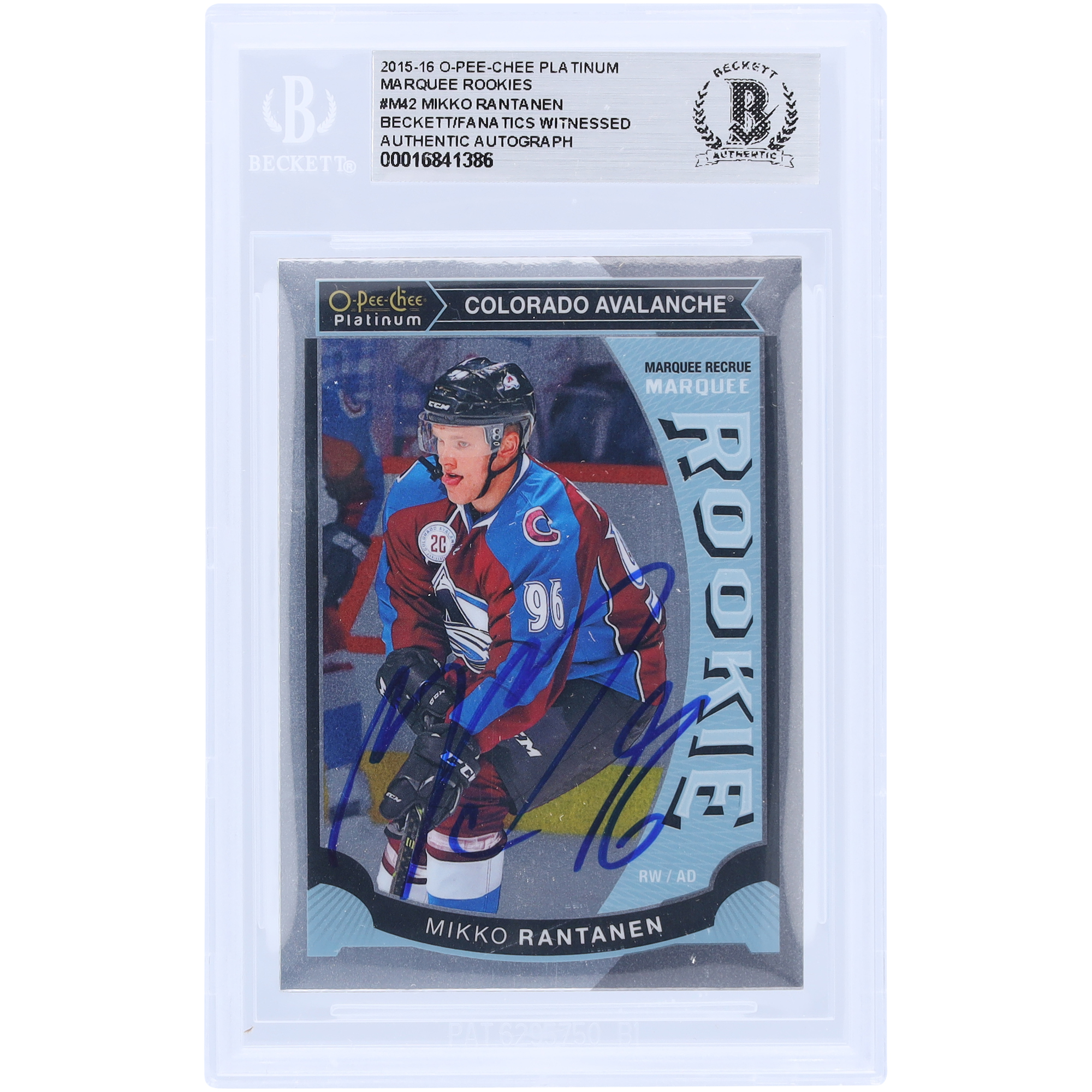 Mikko Rantanen Colorado Avalanche Autographed 2015-16 Upper Deck O-Pee-Chee Platinum Marquee Rookies #M42 Beckett Fanatics Witnessed Authenticated Rookie Card