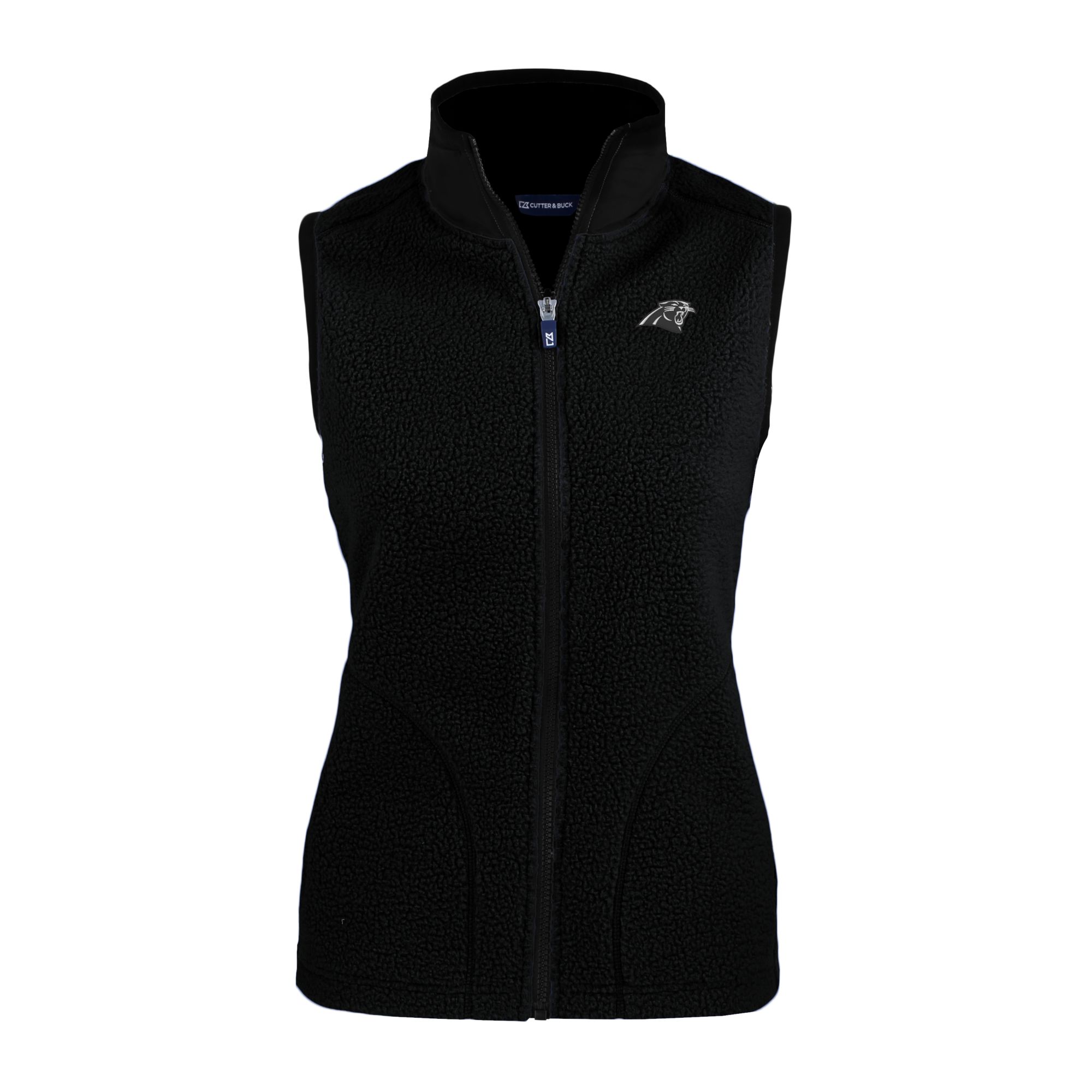 Women's Cutter & Buck Black Carolina Panthers Cascade Eco Sherpa Fleece Full-Zip Vest - Image 6
