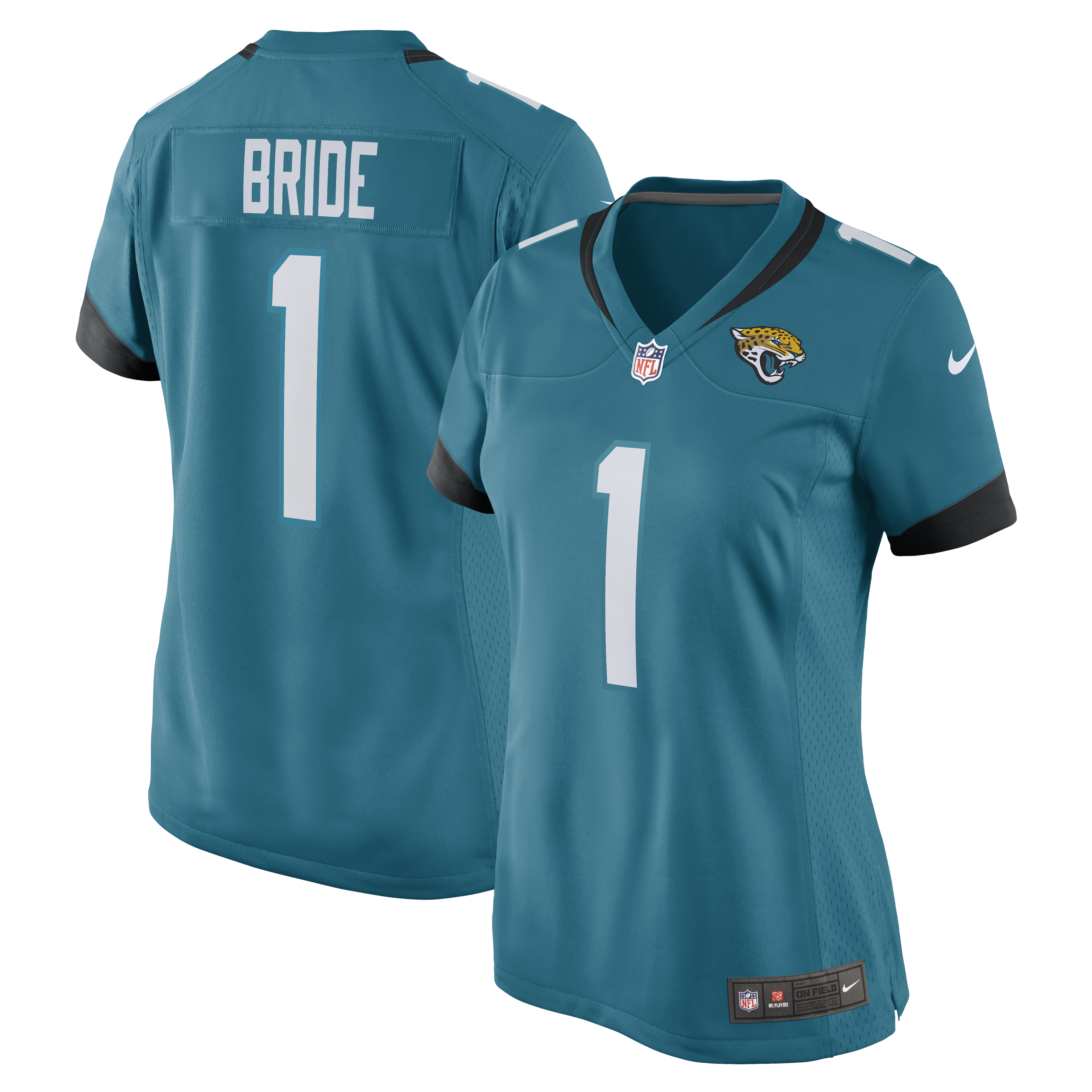 Women's Nike Number 1 Bride Teal Jacksonville Jaguars Game Jersey