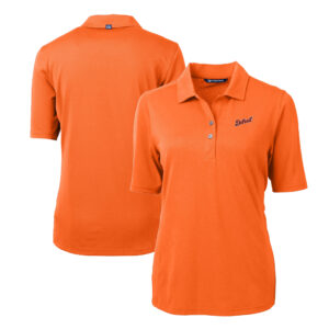 Women's Cutter & Buck  Orange Detroit Tigers DryTec Virtue Eco Pique Recycled Polo