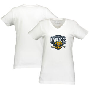 Women's  White Charleston RiverDogs Essential V-Neck T-Shirt