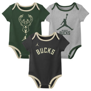 Newborn & Infant Jordan Brand Milwaukee Bucks Statement Edition Three-Pack Bodysuit Set