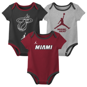 Newborn & Infant Jordan Brand Miami Heat Statement Edition Three-Pack Bodysuit Set