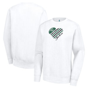 Women's G-III 4Her by Carl Banks White New York Jets Heart Fleece Tri-Blend Pullover Sweatshirt