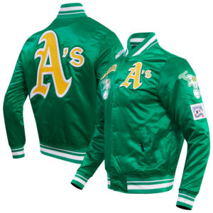 Men's Pro Standard Kelly Green Oakland Athletics Retro Classic Satin Full-Snap Jacket