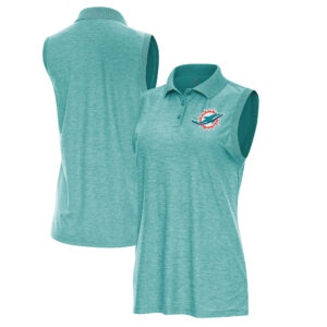 Women's Antigua  Heather Aqua Miami Dolphins Recap Sleeveless Polo