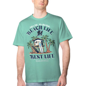 Men's Margaritaville Mint Miami Marlins Beach Hut Graphic T-Shirt